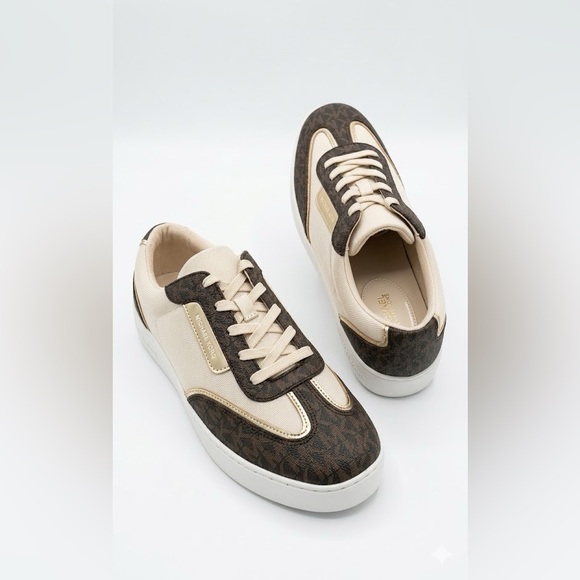 Michael Kors Shoes - Michael Kors Women’s Beige and Brown Logo Low-Top Sneakers women’s Size 11